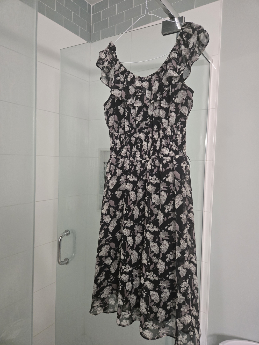 Ricki's Black Midi Dress with Gray Floral Print